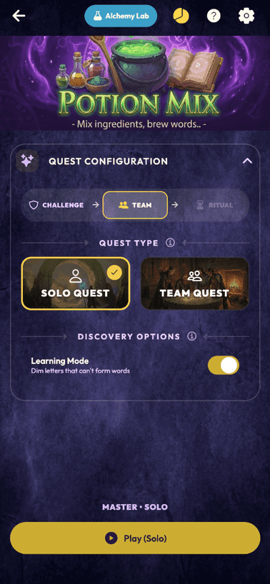 Team Quest settings